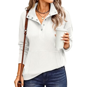 image:imageANRABESS Waffle Knit Sweatshirt for Women Henley Shirts  Lightweight Comfy Long Sleeve Stand Collar Half Button Pullover Tops Casual Daily Wear amp Work Fall Spring OutfitsWhite