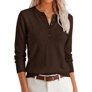 image:imageANRABESS Womens Henley Sweaters Long Sleeve Knit Shirts  Business Casual Button Pullover Sweater Tops Cozy Soft Lightweight 2026 Trendy Work amp Daily Outfits Fall Winter ClothingCoffee