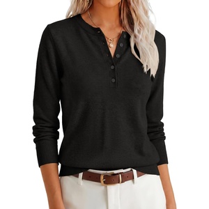 image:imageANRABESS Womens Henley Sweaters Long Sleeve Knit Shirts  Business Casual Button Pullover Sweater Tops Cozy Soft Lightweight 2026 Trendy Work amp Daily Outfits Fall Winter ClothingBlack