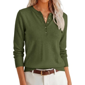 image:imageANRABESS Womens Henley Sweaters Long Sleeve Knit Shirts  Business Casual Button Pullover Sweater Tops Cozy Soft Lightweight 2026 Trendy Work amp Daily Outfits Fall Winter ClothingArmy Green