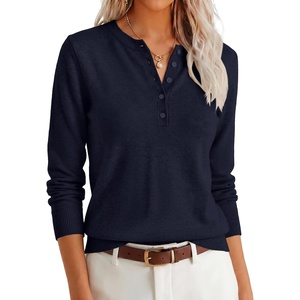 image:imageANRABESS Womens Henley Sweaters Long Sleeve Knit Shirts  Business Casual Button Pullover Sweater Tops Cozy Soft Lightweight 2026 Trendy Work amp Daily Outfits Fall Winter ClothingNavy Blue