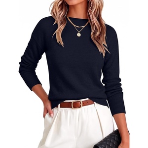 image:imageANRABESS Womens Long Sleeve Crew Neck Knit Sweaters  RibbedSoft Comfy BreathableBusiness Casual Basic Pullover Tops Work Office Daily Outfits Fall Winter Layering ClothingNavy Blue
