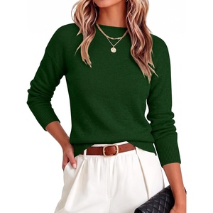 image:imageANRABESS Womens Long Sleeve Crew Neck Knit Sweaters  RibbedSoft Comfy BreathableBusiness Casual Basic Pullover Tops Work Office Daily Outfits Fall Winter Layering ClothingDark Green