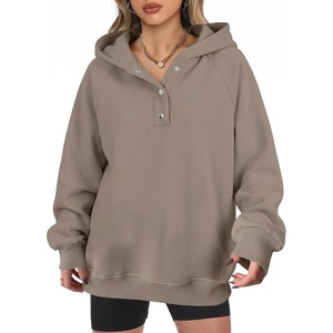 image:imageANRABESS Womens Oversized Hoodies V Neck Henley Sweatshirts  Long Sleeve Button Pullover Soft Cozy Fleece Warm Fabric Casual Teen Girls Y2K Clothes Fall Winter Fashion OutfitsGray Khaki