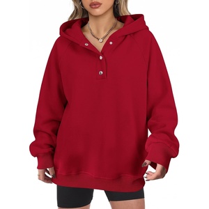 image:imageANRABESS Womens Oversized Hoodies V Neck Henley Sweatshirts  Long Sleeve Button Pullover Soft Cozy Fleece Warm Fabric Casual Teen Girls Y2K Clothes Fall Winter Fashion OutfitsRed