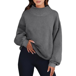 image:imageANRABESS Womens Oversized Sweatshirts Mock Neck Pullover  Cozy Fleece Long Sleeve Tops Casual Daily Wear Going Out amp Preppy Loose Fit 2026 Fall Winter Trendy OutfitsDark Grey