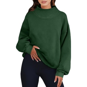 image:imageANRABESS Womens Oversized Sweatshirts Mock Neck Pullover  Cozy Fleece Long Sleeve Tops Casual Daily Wear Going Out amp Preppy Loose Fit 2026 Fall Winter Trendy OutfitsDark Green
