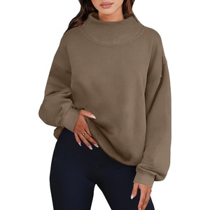 image:imageANRABESS Womens Oversized Sweatshirts Mock Neck Pullover  Cozy Fleece Long Sleeve Tops Casual Daily Wear Going Out amp Preppy Loose Fit 2026 Fall Winter Trendy OutfitsBrown