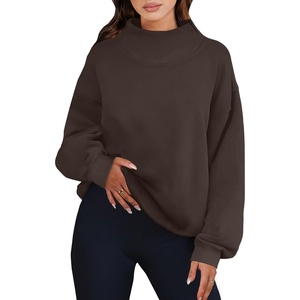 image:imageANRABESS Womens Oversized Sweatshirts Mock Neck Pullover  Cozy Fleece Long Sleeve Tops Casual Daily Wear Going Out amp Preppy Loose Fit 2026 Fall Winter Trendy OutfitsDeep Brown