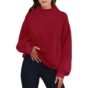 image:imageANRABESS Womens Oversized Sweatshirts Mock Neck Pullover  Cozy Fleece Long Sleeve Tops Casual Daily Wear Going Out amp Preppy Loose Fit 2026 Fall Winter Trendy OutfitsRed