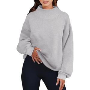 image:imageANRABESS Womens Oversized Sweatshirts Mock Neck Pullover  Cozy Fleece Long Sleeve Tops Casual Daily Wear Going Out amp Preppy Loose Fit 2026 Fall Winter Trendy OutfitsGrey