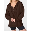 image:imageANRABESS Hoodies for Women Oversized Quarter Zip Pullover  Cozy Drawstring Fleece Tunic SweatshirtLoose Fit Long Sleeve With Side Split Casual amp Daily Leggings Outfits Spring amp FallCoffee