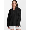 image:imageANRABESS Hoodies for Women Oversized Quarter Zip Pullover  Cozy Drawstring Fleece Tunic SweatshirtLoose Fit Long Sleeve With Side Split Casual amp Daily Leggings Outfits Spring amp FallBlack