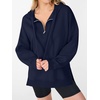 image:imageANRABESS Hoodies for Women Oversized Quarter Zip Pullover  Cozy Drawstring Fleece Tunic SweatshirtLoose Fit Long Sleeve With Side Split Casual amp Daily Leggings Outfits Spring amp FallNavy Blue