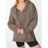 image:imageANRABESS Hoodies for Women Oversized Quarter Zip Pullover  Cozy Drawstring Fleece Tunic SweatshirtLoose Fit Long Sleeve With Side Split Casual amp Daily Leggings Outfits Spring amp FallLight Khaki