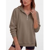 image:imageANRABESS Hoodies for Women Oversized Quarter Zip Pullover  Cozy Drawstring Fleece Tunic SweatshirtLoose Fit Long Sleeve With Side Split Casual amp Daily Leggings Outfits Spring amp FallLight Khaki