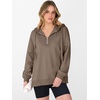 image:imageANRABESS Hoodies for Women Oversized Quarter Zip Pullover  Cozy Drawstring Fleece Tunic SweatshirtLoose Fit Long Sleeve With Side Split Casual amp Daily Leggings Outfits Spring amp FallLight Khaki