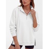 image:imageANRABESS Hoodies for Women Oversized Quarter Zip Pullover  Cozy Drawstring Fleece Tunic SweatshirtLoose Fit Long Sleeve With Side Split Casual amp Daily Leggings Outfits Spring amp FallWhite