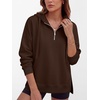 image:imageANRABESS Hoodies for Women Oversized Quarter Zip Pullover  Cozy Drawstring Fleece Tunic SweatshirtLoose Fit Long Sleeve With Side Split Casual amp Daily Leggings Outfits Spring amp FallCoffee