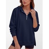 image:imageANRABESS Hoodies for Women Oversized Quarter Zip Pullover  Cozy Drawstring Fleece Tunic SweatshirtLoose Fit Long Sleeve With Side Split Casual amp Daily Leggings Outfits Spring amp FallNavy Blue