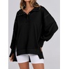 image:imageANRABESS Sweatshirt for Women Oversized Henley Fall Outfits  Button Up High Low Hem Pullover TopsLoose Fit Slit Side Tunic SweatshirtsComfort Soft SweatersTravel and Everyday ClothesBlack