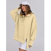 image:imageANRABESS Sweatshirt for Women Oversized Henley Fall Outfits  Button Up High Low Hem Pullover TopsLoose Fit Slit Side Tunic SweatshirtsComfort Soft SweatersTravel and Everyday ClothesBeige