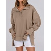 image:imageANRABESS Sweatshirt for Women Oversized Henley Fall Outfits  Button Up High Low Hem Pullover TopsLoose Fit Slit Side Tunic SweatshirtsComfort Soft SweatersTravel and Everyday ClothesKhaki