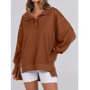 image:imageANRABESS Sweatshirt for Women Oversized Henley Fall Outfits  Button Up High Low Hem Pullover TopsLoose Fit Slit Side Tunic SweatshirtsComfort Soft SweatersTravel and Everyday ClothesBrown