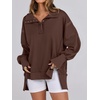 image:imageANRABESS Sweatshirt for Women Oversized Henley Fall Outfits  Button Up High Low Hem Pullover TopsLoose Fit Slit Side Tunic SweatshirtsComfort Soft SweatersTravel and Everyday ClothesCoffee