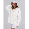 image:imageANRABESS Sweatshirt for Women Oversized Henley Fall Outfits  Button Up High Low Hem Pullover TopsLoose Fit Slit Side Tunic SweatshirtsComfort Soft SweatersTravel and Everyday ClothesWhite