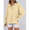 image:imageANRABESS Sweatshirt for Women Oversized Henley Fall Outfits  Button Up High Low Hem Pullover TopsLoose Fit Slit Side Tunic SweatshirtsComfort Soft SweatersTravel and Everyday ClothesBeige