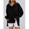image:imageANRABESS Sweatshirt for Women Oversized Henley Fall Outfits  Button Up High Low Hem Pullover TopsLoose Fit Slit Side Tunic SweatshirtsComfort Soft SweatersTravel and Everyday ClothesBlack