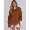 image:imageANRABESS Sweatshirt for Women Oversized Henley Fall Outfits  Button Up High Low Hem Pullover TopsLoose Fit Slit Side Tunic SweatshirtsComfort Soft SweatersTravel and Everyday ClothesBrown