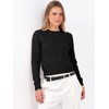 image:imageANRABESS Womens Cropped Lightweight Long Sleeve Sweater  CrewNeck Soft Ribbed Knit PulloverSlim Fit TopsBusiness Casual OutfitsWork Office AllDay WearFall Winter ClothesBlack