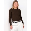 image:imageANRABESS Womens Cropped Lightweight Long Sleeve Sweater  CrewNeck Soft Ribbed Knit PulloverSlim Fit TopsBusiness Casual OutfitsWork Office AllDay WearFall Winter ClothesCoffee