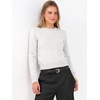 image:imageANRABESS Womens Cropped Lightweight Long Sleeve Sweater  CrewNeck Soft Ribbed Knit PulloverSlim Fit TopsBusiness Casual OutfitsWork Office AllDay WearFall Winter ClothesWhite