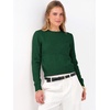 image:imageANRABESS Womens Cropped Lightweight Long Sleeve Sweater  CrewNeck Soft Ribbed Knit PulloverSlim Fit TopsBusiness Casual OutfitsWork Office AllDay WearFall Winter ClothesForest Green