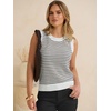 image:imageANRABESS Womens Sleeveless Sweater Vest Striped Tank Tops  Crochet Knit Crew Neck Lightweight Soft Comfy Vacation Travel Work Casual Outfits Sping Summer Layering ClothesWhite Black