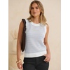 image:imageANRABESS Womens Sleeveless Sweater Vest Striped Tank Tops  Crochet Knit Crew Neck Lightweight Soft Comfy Vacation Travel Work Casual Outfits Sping Summer Layering ClothesWhite Light Blue