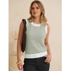 image:imageANRABESS Womens Sleeveless Sweater Vest Striped Tank Tops  Crochet Knit Crew Neck Lightweight Soft Comfy Vacation Travel Work Casual Outfits Sping Summer Layering ClothesWhite Army Green