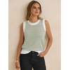 image:imageANRABESS Womens Sleeveless Sweater Vest Striped Tank Tops  Crochet Knit Crew Neck Lightweight Soft Comfy Vacation Travel Work Casual Outfits Sping Summer Layering ClothesWhite Army Green