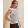 image:imageANRABESS Womens Sleeveless Sweater Vest Striped Tank Tops  Crochet Knit Crew Neck Lightweight Soft Comfy Vacation Travel Work Casual Outfits Sping Summer Layering ClothesWhite Navy Blue