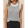 image:imageANRABESS Womens Sleeveless Sweater Vest Striped Tank Tops  Crochet Knit Crew Neck Lightweight Soft Comfy Vacation Travel Work Casual Outfits Sping Summer Layering ClothesWhite Black