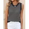 image:imageANRABESS Womens Sleeveless Sweater Vest Striped Tank Tops  Crochet Knit Crew Neck Lightweight Soft Comfy Vacation Travel Work Casual Outfits Sping Summer Layering ClothesBlack White