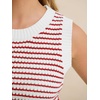 image:imageANRABESS Womens Sleeveless Sweater Vest Striped Tank Tops  Crochet Knit Crew Neck Lightweight Soft Comfy Vacation Travel Work Casual Outfits Sping Summer Layering ClothesWhite Red