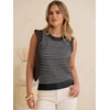 image:imageANRABESS Womens Sleeveless Sweater Vest Striped Tank Tops  Crochet Knit Crew Neck Lightweight Soft Comfy Vacation Travel Work Casual Outfits Sping Summer Layering ClothesBlack White