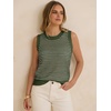 image:imageANRABESS Womens Sleeveless Sweater Vest Striped Tank Tops  Crochet Knit Crew Neck Lightweight Soft Comfy Vacation Travel Work Casual Outfits Sping Summer Layering ClothesArmy Green White