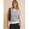 image:imageANRABESS Womens Sleeveless Sweater Vest Striped Tank Tops  Crochet Knit Crew Neck Lightweight Soft Comfy Vacation Travel Work Casual Outfits Sping Summer Layering ClothesWhite Navy Blue