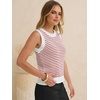 image:imageANRABESS Womens Sleeveless Sweater Vest Striped Tank Tops  Crochet Knit Crew Neck Lightweight Soft Comfy Vacation Travel Work Casual Outfits Sping Summer Layering ClothesWhite Red
