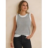 image:imageANRABESS Womens Sleeveless Sweater Vest Striped Tank Tops  Crochet Knit Crew Neck Lightweight Soft Comfy Vacation Travel Work Casual Outfits Sping Summer Layering ClothesWhite Black